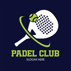 padel club racket ball logo vector