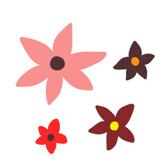 pink flowers flat style