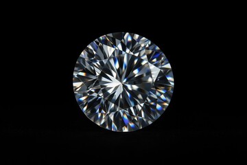 Flawless diamond catching rainbow light creating prismatic effects against velvet black background