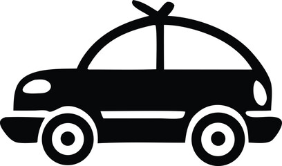 Simple black cartoon car icon graphic design for children transportation or auto enthusiast content