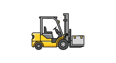 Fototapeta premium Illustrative depiction of a yellow forklift, showcasing its lifting capabilities with a package, poised for material handling operations and