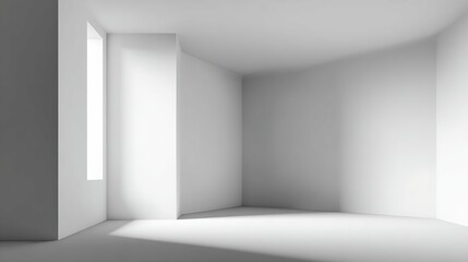 Fototapeta premium Digital Rendering: White Room Corner with Window