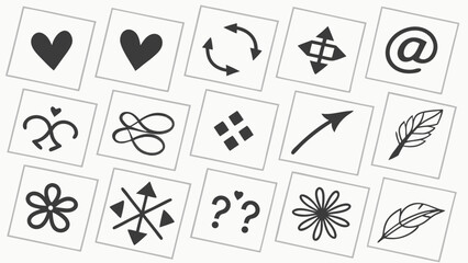 Collection of handdrawn symbols and icons, perfect for adding a unique touch to your designs with its charming and whimsical style