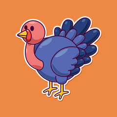 Cartoon Turkey Vector, thanksgiving Element, Festival Icon for poster or sticker