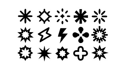 Collection of various starburst and sparkle shapes, perfect for adding a touch of magic and energy to your designs with these vector icons
