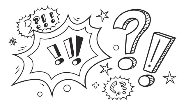 Comic style exclamation point and question mark symbols vector illustration of cartoon punctuation for communication and expression