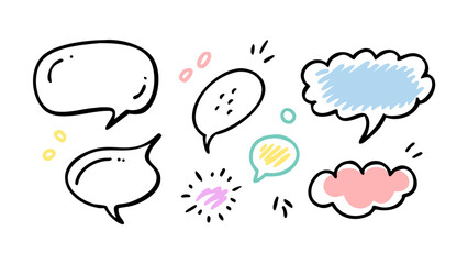 Hand drawn speech bubbles, a set of vector illustrations featuring various shapes and designs for communication and expression