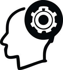 Conceptualizing innovation brainstorming process idea generation thinking cog symbol representing cognitive function and mechanical engineering