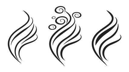 Set of three swirl graphic elements for design, vector illustration of abstract decoration with curve shape and style for art and ornament