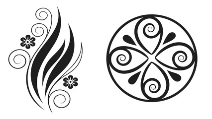 Elegant floral design elements, featuring decorative ornaments, vintage swirls, and abstract shapes for graphic art and creative illustrations