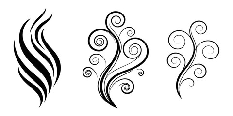 Set of decorative vector design elements featuring swirls and smoke © Ferdou