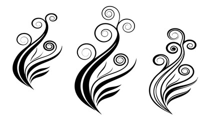 Set of elegant floral design elements, featuring decorative ornaments, vintage swirls, and abstract shapes for graphic art and creative illustrations