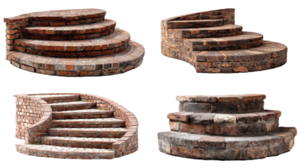 Stone Stairway Variety: A stunning compilation of stone stairways, each showcasing unique architectural designs, perfect for illustrating concepts of ascent, progress, and structural elegance.