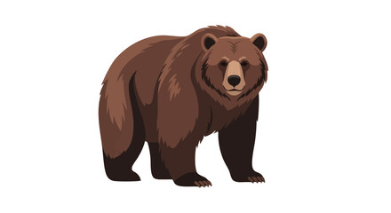 Fototapeta premium Illustrated brown bear standing on a white background creating a visually appealing representation of wildlife and nature in a simplistic design