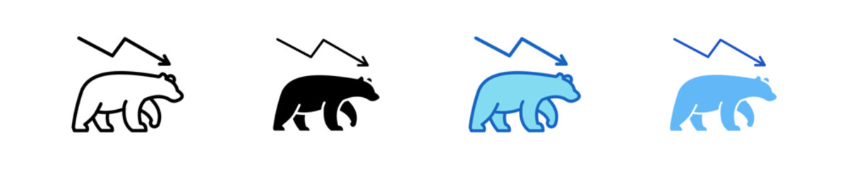 Bear Market  Icon Set Multiple Style Collection