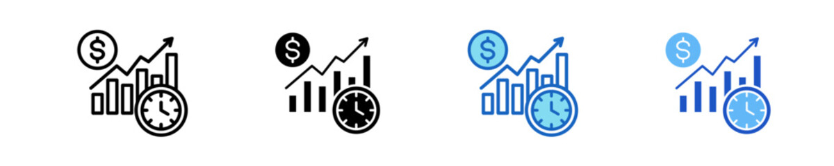 Real-Time Ticker  Icon Set Multiple Style Collection