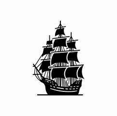 Sailing Ship Silhouette – Exploration and Discovery Vector