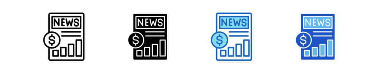 Financial News Feed  Icon Set Multiple Style Collection
