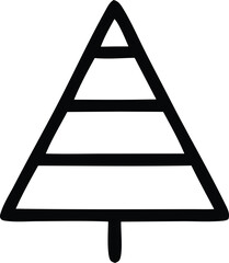 Simple hand-drawn stylized christmas tree icon with geometric branches and trunk ideal for festive seasonal designs