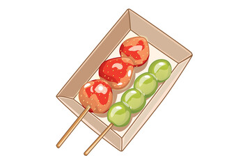 Delicious tanghulu skewers with fresh strawberries and green grapes served in a stylish box for easy snacking.