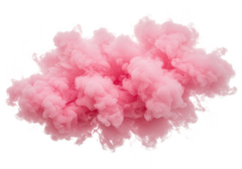 Pink smoke cloud isolated on transparent background