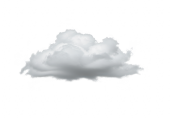 A single fluffy cumulus cloud isolated on transparent background