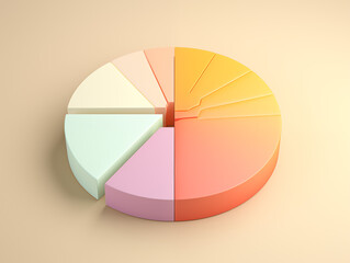 Modern 3D pie chart showcasing data analysis and business performance with vibrant colors