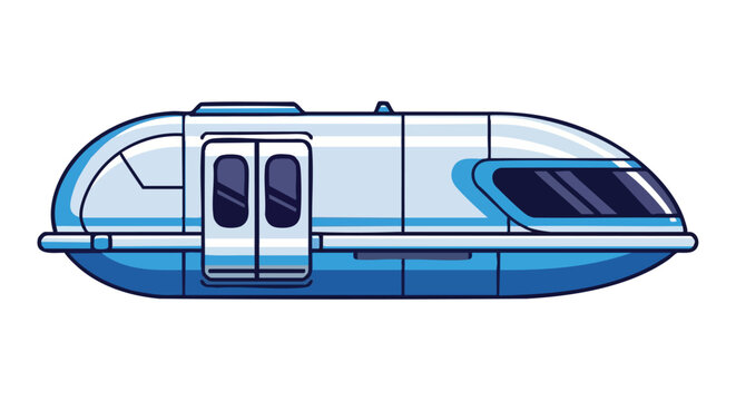Futuristic Commute: Stylized Isolated Illustration of a High-Speed Maglev Train Car Design Depiction