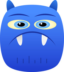 blue funny monster cartoon element