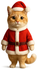Cute Cat in Santa Costume Christmas Illustration