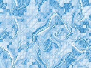 Obraz premium Elegant Blue Marble Mosaic, Seamless Pattern, Pool or Bathroom Design