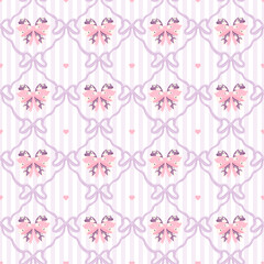Spooky Cute Halloween Bow Pattern Background Kawaii Bats, Stars, and Pastel Gothic Design