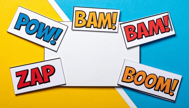 Explosive Comic Book Sound Effects POW!, BAM!, ZAP!, BOOM!