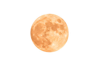 Orange Harvest Moon: Celestial Art Print Isolated on Transparent Background