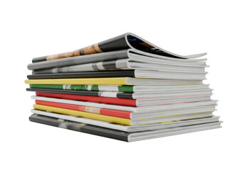 Stack of magazines isolated on transparent background