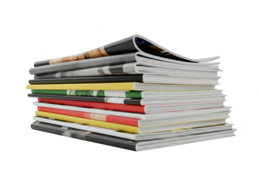 Stack of magazines isolated on transparent background