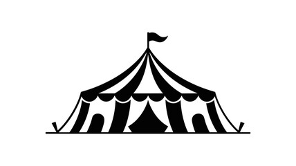 Classic black and white striped circus tent icon © Anukul Debnath