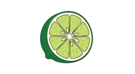 Bright and Refreshing Slice of Lime: A Zesty Citrus Delight with Sharp Green Hues and Refreshing Texture for Culinary Delights