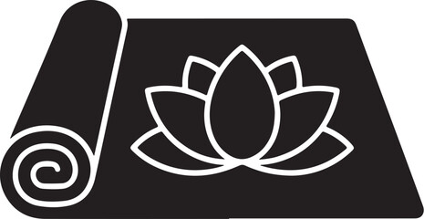 Fototapeta premium Fitness exercise wellness related icon vector art of yoga mat with a lotus flower design rolled up isolated background