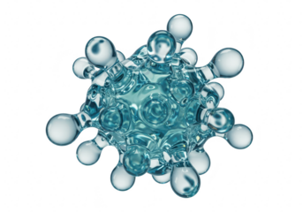 Abstract blue virus or microbe structure isolated on transparent background