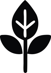 Simple silhouette icon of a plant with three leaves and a stem elegant natural symbol for growth ecology and botany