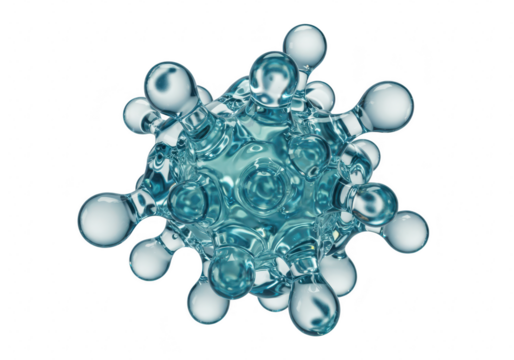 Abstract blue virus or microbe structure isolated on transparent background - Powered by Adobe