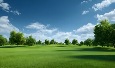 Obraz premium _Clear and realistic golf course, generation AI 