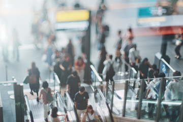 大阪駅のエスカレーターを利用する人々