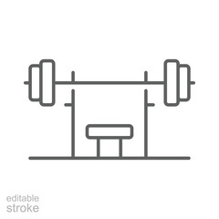 Barbel, dumbbell gym icon. Simple outline style. Fitness equipment, strength, training, health, sports, healthy, iron, bodybuilding concept. Thin line symbol. Vector isolated design editable stroke