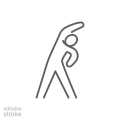Exercise routine and fitness icon. Simple outline style. Stretching, physical, warm, activity, exercise, aerobic, gym, training concept. Thin line symbol. Vector isolated design editable stroke