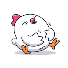 Cute Chicken Stomach Ache Cartoon Vector Icon Illustration. Animal Medical Icon Concept Isolated Premium Vector. Flat Cartoon Style