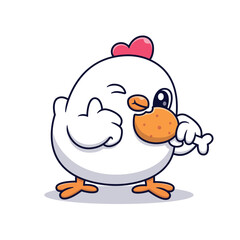 Cute Chicken Holding Egg Cartoon Vector Icon Illustration. Animal Nature Icon Concept Isolated Premium Vector. Flat Cartoon Style
