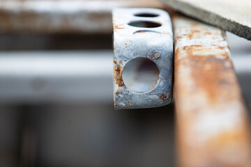 Close-up of old rusty steel pipe for background. Selective focus.