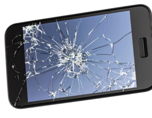  Cracked Glass Mobile Display with Abstract Digital Glitch Effect Isolated on Transparent Background PNG